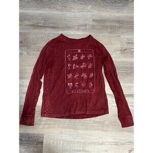 Fifth Sun Wildflower Long Sleeve Maroon Tarot Card Top like new size s